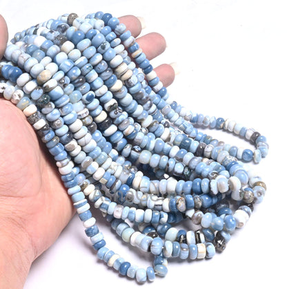 Blue Boulder Opal Smooth Rondelle Shape Gemstone Beads, Fine Blue Opal Beads Strand Boulder Opal Plain Handmade Gemstone Beads Jewelry SALE  (AG 12319)