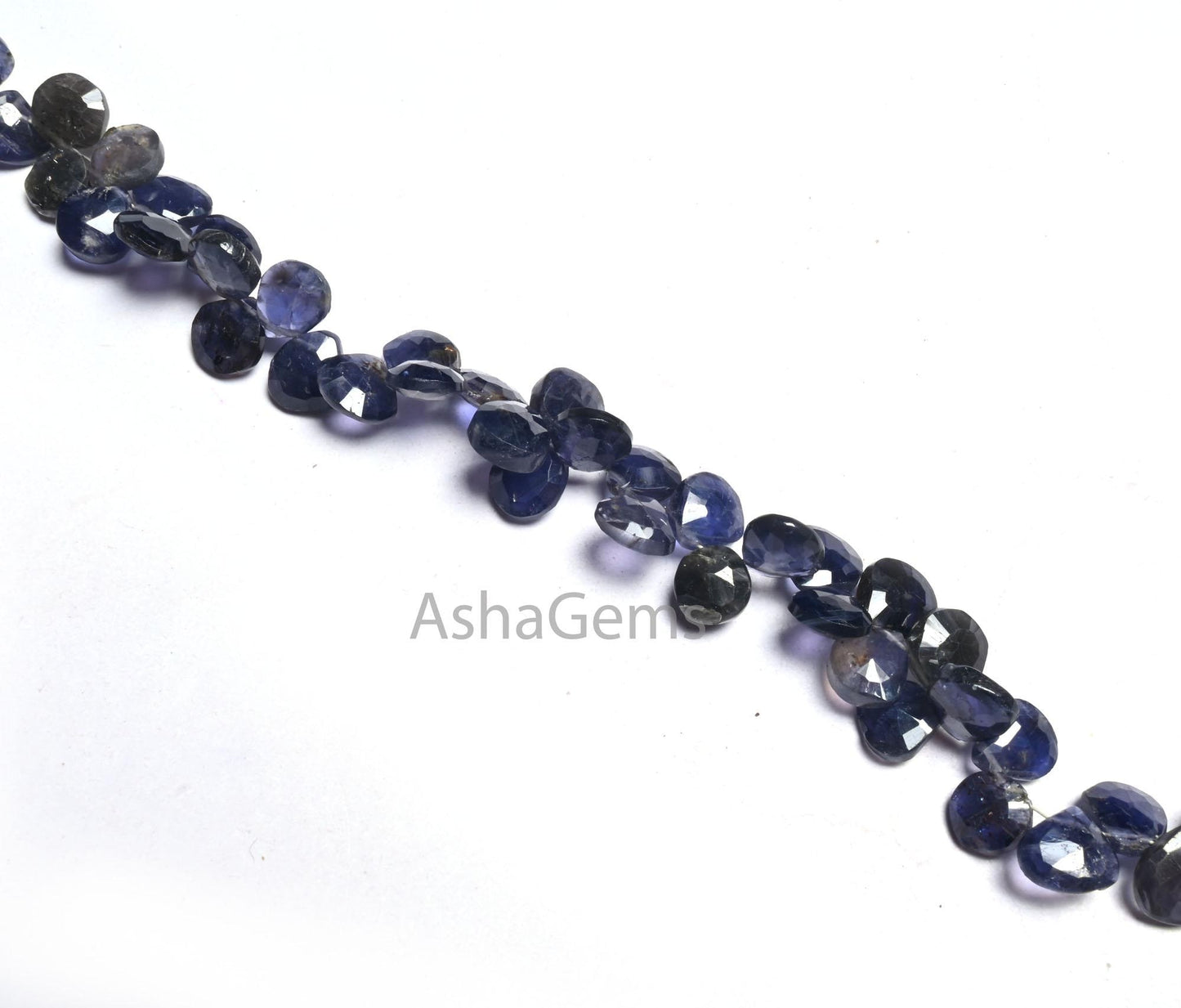 8 mm Natural Blue Iolite Faceted Heart Shape Gemstone Beads,8" Strand Iolite Heart Briolette Side Drill Fine Iolite Beads Jewelry Craft SALE (AG 18614 )
