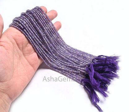 Fine Quality Mud Blue Zircon Rondelle faceted Micro Cut Beads,12.5" Cubic Zircon machine Cut Beads,3.2 mm Zircon Bead Necklace Jewelry Craft