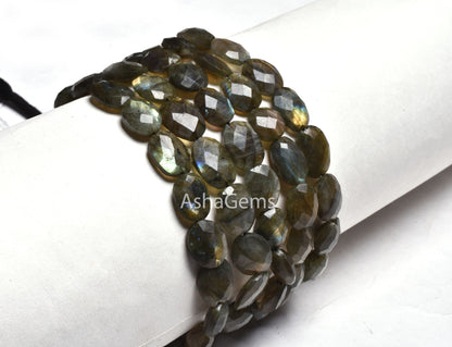 10 inch strand labradorite Oval Beads Faceted, Black rainbow oval Briolette gemstone beads, Labradorite beads Faceted Oval For Necklace Sale