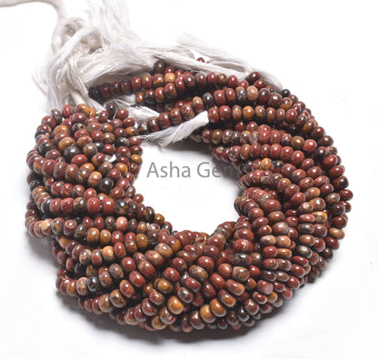 Fine Picture Jasper Smooth Rondelle Shape Beads,13" Strand Natural Jasper Plain Handmade Roundelle Gestone Loose Beads, Jasper Beads Jewelry
