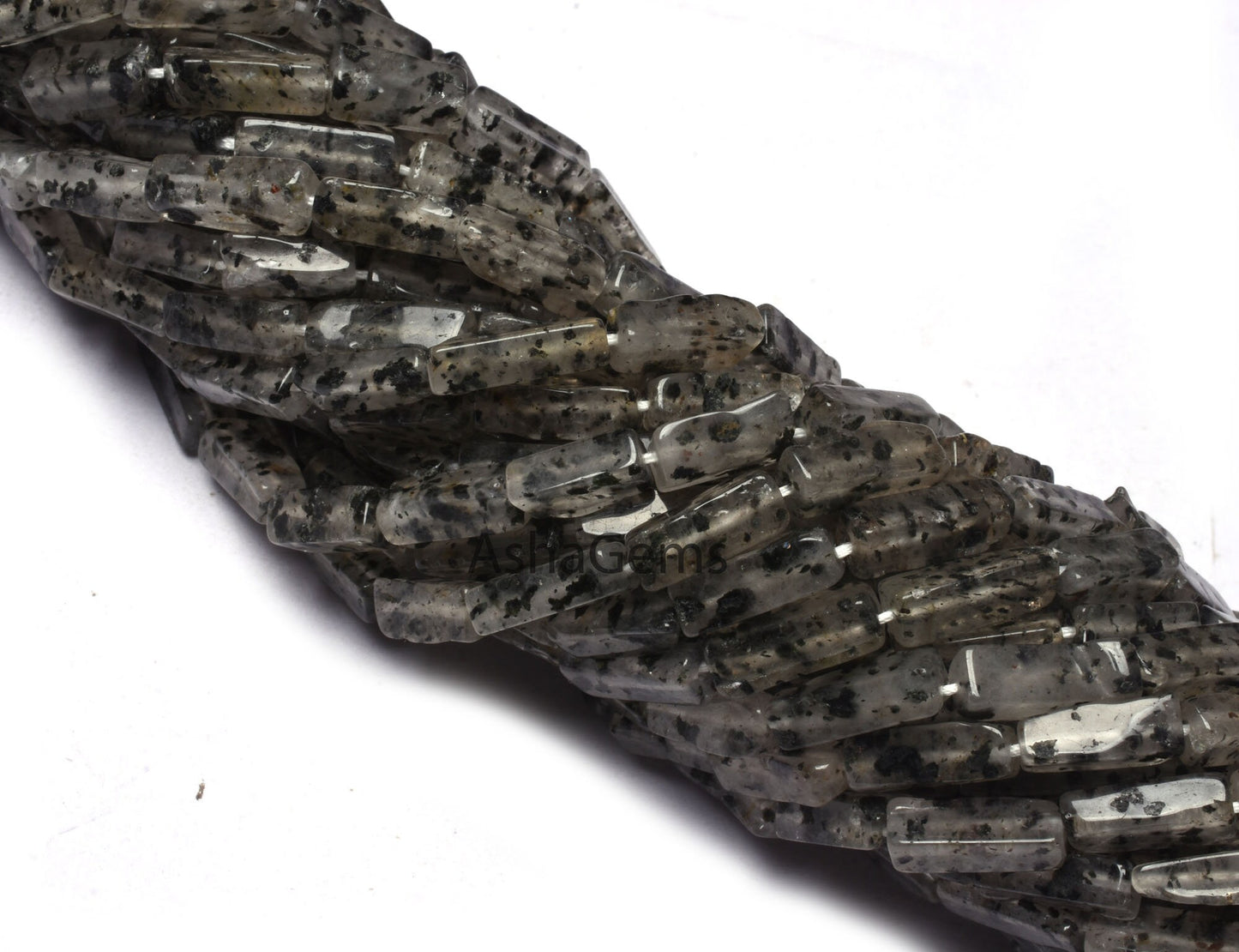 Natural Black Dot Quartz Smooth Rectangle Beads,13" Strand Dot Quartz Plain Handmade Long Rectangle Uneven Beads, Quartz Beads Jewelry SALE