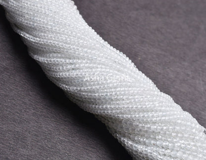 AAA Quality Natural Topaz Machine Cut Tiny Rondelle Beads,2mm,2.75 mm White Topaz Micro Cut Gemstone Beads,13" Real Topaz Bead Jewelry Craft