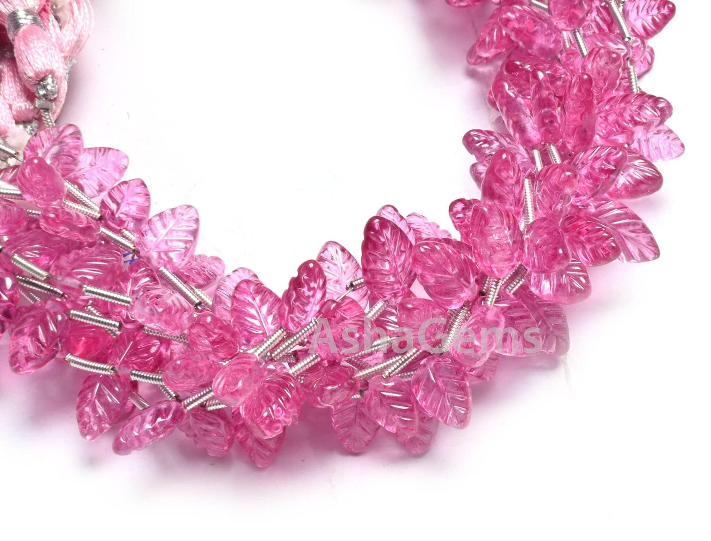 AAA Quality Pink Coated Topaz Fancy Leaf Shape Gemstone Carving Beads,8" Topaz Carved Pear Briolette Handmade Bead Jewelry making Handicraft