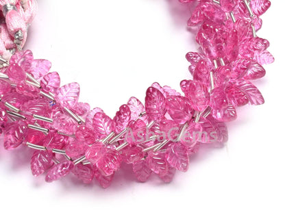 AAA Quality Pink Coated Topaz Fancy Leaf Shape Gemstone Carving Beads,8" Topaz Carved Pear Briolette Handmade Bead Jewelry making Handicraft