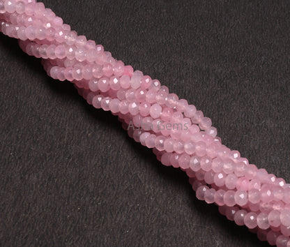 4.5 mm Rose Pink Jade Quartz faceted Rondelle Shape Gemstone Loose Beads,13.5 inch Fine Pink Jade Quartz machine cut Bead Jewelry Craft SALE