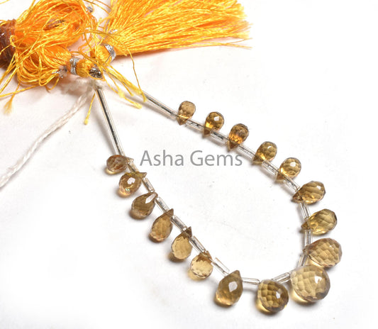 Citrine Quartz  Faceted Drops Shape Gemstone Beads, 5x7-9x12 mm Natural Yellow Citrine Teardrop Side Drill Briolette Bead Jewelry Craft SALE