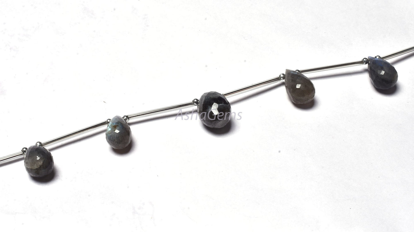 Natural Fire labradorite Faceted Drops shape Beads, black Rainbow Teardrop Briolette Beads, Flashy Labradorite Drop Shape Beads For Jewelry