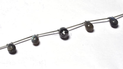 Natural Fire labradorite Faceted Drops shape Beads, black Rainbow Teardrop Briolette Beads, Flashy Labradorite Drop Shape Beads For Jewelry