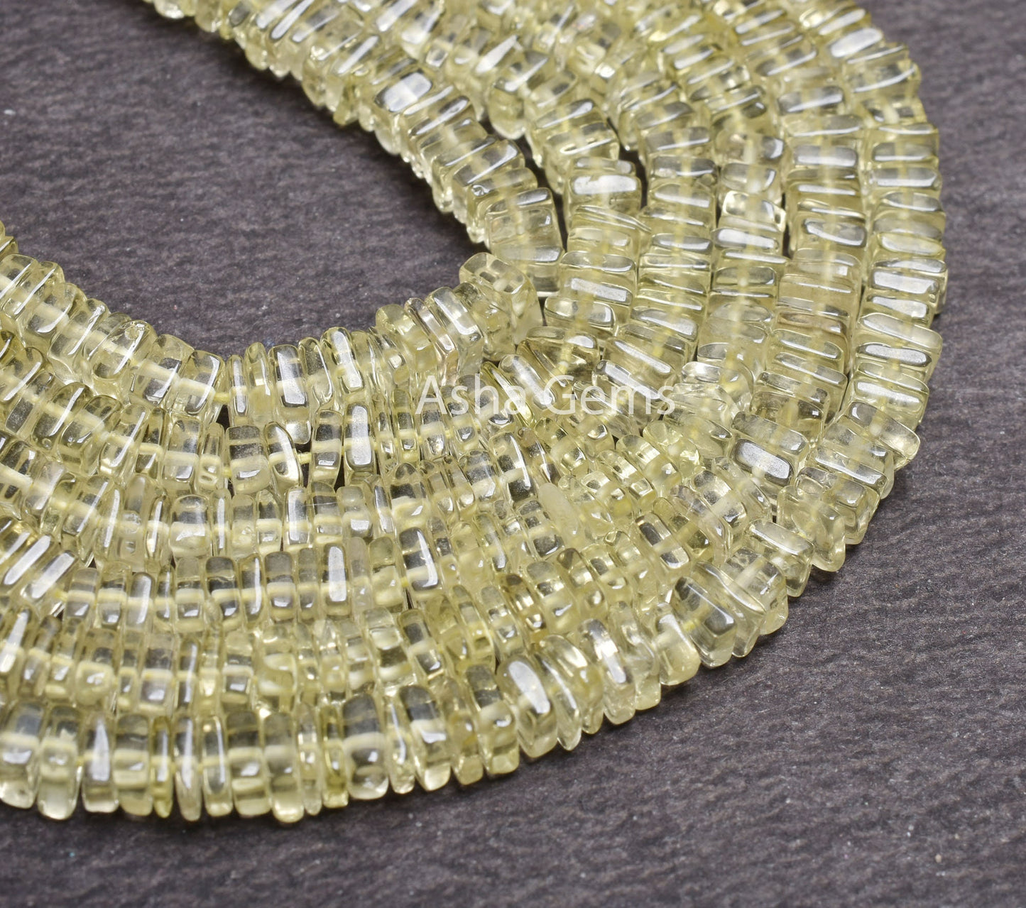 Beautiful Lemon Quartz Flat Square Shape Gemstone smooth Beads,16" Strand Natural Lemon Heishi Square Beads, Lemon Beads Jewelry Crafts SALE