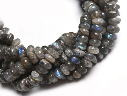 Natural Fire Labradorite Smooth Rondele handmade Beads,9" Strand Black Rainbow Bead Flashy Labradorite Gemstone Rondelle Beads Jewelry Craft