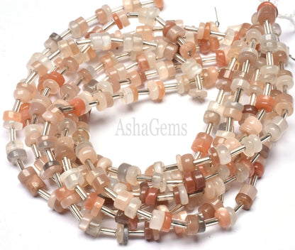 Natural Multi Moonstone Smooth Tyre Gemstone Beads,5.5mm Multi Color Shaded Moonstone Wheel Shape Beads,8"Moonstone Beads Jewelry Craft SALE