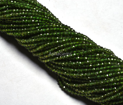 AAA Green Chrome Diopside Faceted Rondelle Beads,Beautiful Chrome Diopside Machine Cut Micro Faceted Gemstone Bead Strand Jewelry craft SALE