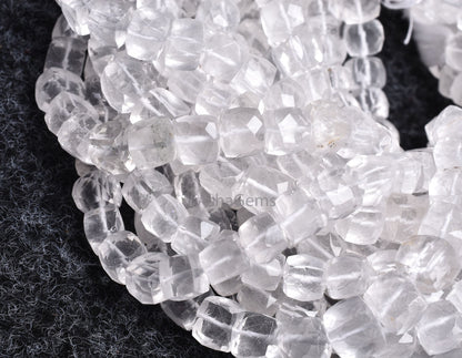 Natural Crystal quartz faceted 3D Cube Box Beads,9"Strand White Crystal beads Crystal faceted Cube Box Gemstone Bead For Jewelry Making SALE