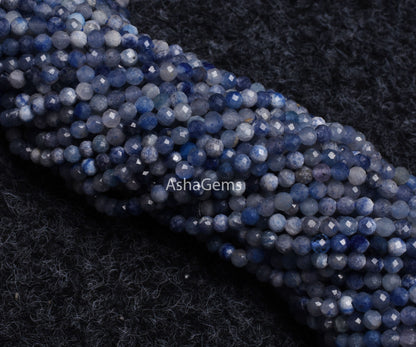 Beautiful dumortierite Micro Cut Beads,3 mm  Shaded Blue dumortierite Faceted Machine Cut Gemstone Beads dumortierite Jewelry Making Crafts