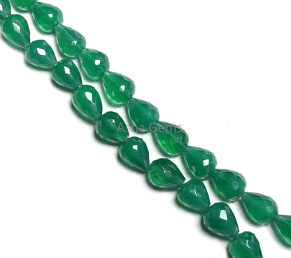 Beautiful Green Onyx Faceted Drops Shape Beads,7-10mm Green Onyx T Drill Drop Beads,AAA Onyx Faceted Teardrop Bead Jewelry Making Craft SALE