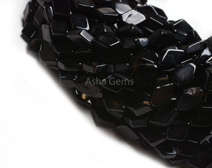 Beautiful Black Onyx fancy Rhombus Gemstone Beads,13"Strand Onyx Uneven Rhombus Straight Drill Handmade Bead,Black Onyx Bead Handicraft SALE