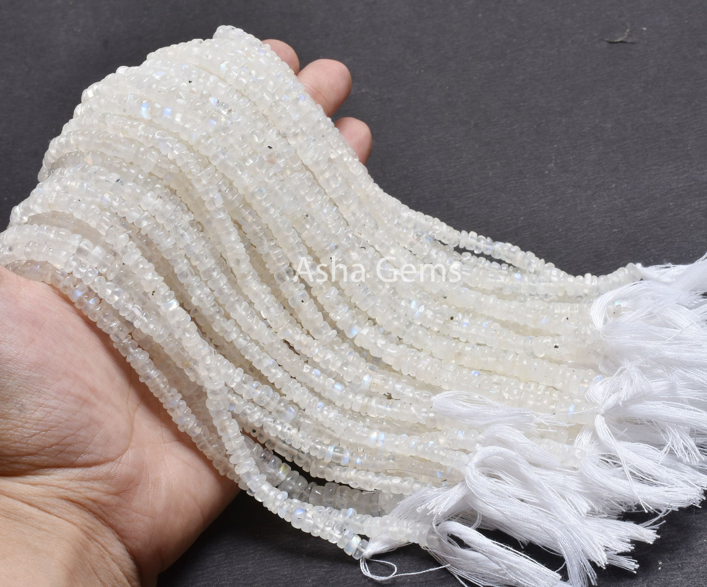 Natural Flash Rainbow Moonstone Smooth Gemstone Beads,12" Strand Blue Fire White Rainbow Uneven Shape Rondelle Handmade Beads Jewelry Crafts