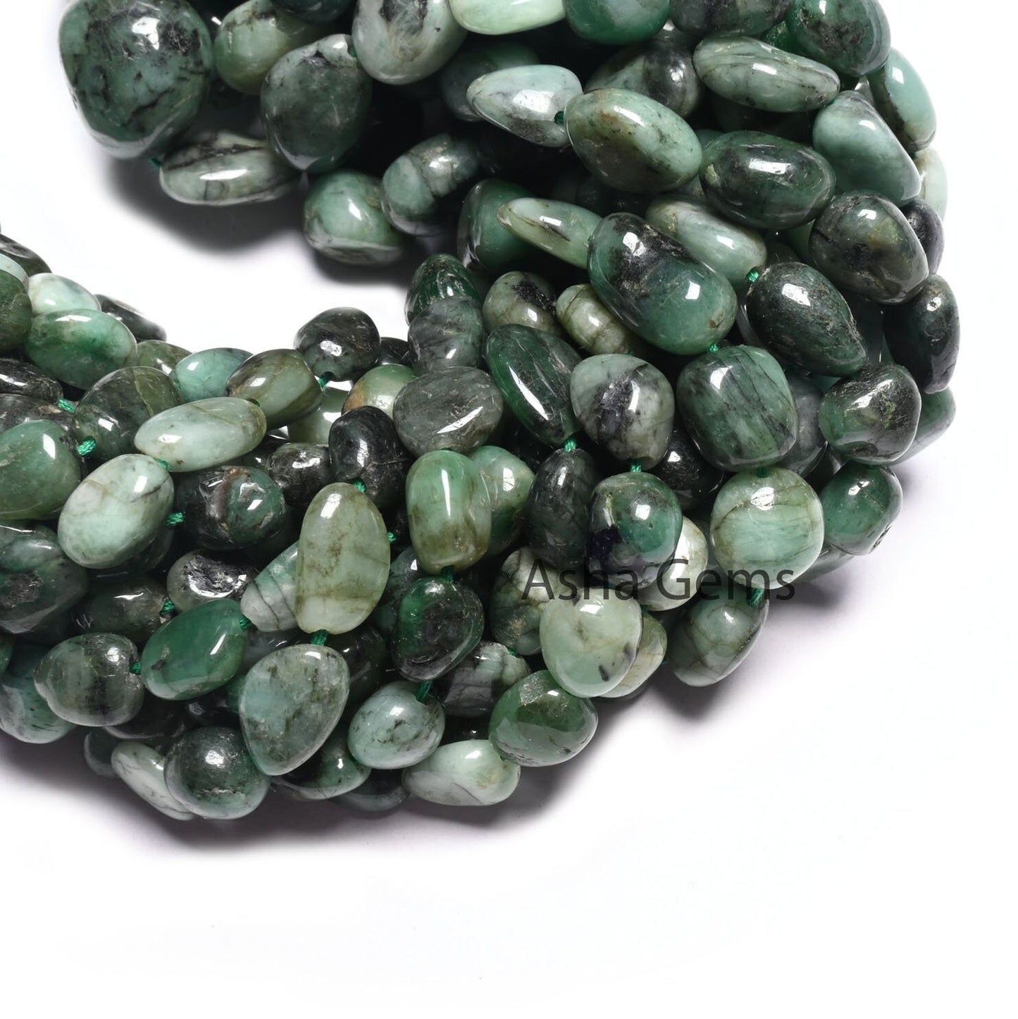 Beautiful Green Emerald Smooth Nugget Gemstone Loose Beads,Sakota Emerald Tumble Handmade Graduation Size Emerald Bead Necklace Jewelry SALE (AG 22301)