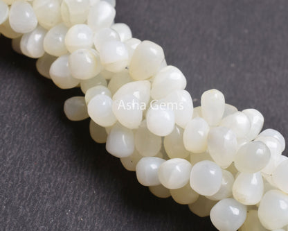 White Moonstone Smooth Uneven Drops Shape Gemstone Beads, Natural Moonstone Side Drill Drops Handmade Bead, Moonstone Teardrops Jewelry SALE