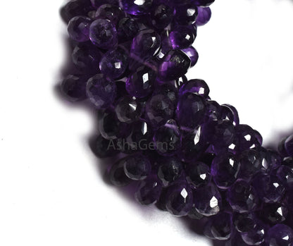 African Amethyst Faceted Drops Shape Beads,5.5-9.5 mm Natural Purple Amethyst Teardrop Beads,9" Amethyst Drop Briolette Gemstone Beads SALE