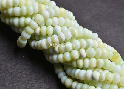 Beautiful Light Lime Opal Smooth Rondelle Shape Beads,7-8 mm Shaded Lemon Green Yellow Opal Plain Gemstone Bead For Jewelry Craft Opal SALE