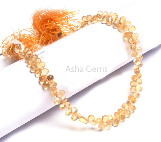 AAA natural Citrine Faceted Drops Shape Gemstone Beads,4-6 mm Yellow Citrine Side Drill Tiny Teardrop Briolette faceted Beads Jewelry Making