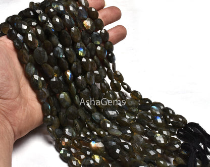 10" Strand labradorite Oval Beads, Multi Flash Labradorite Faceted Oval Briolette bead, Black Rainbow Beads Labradorite For Jewelry Making