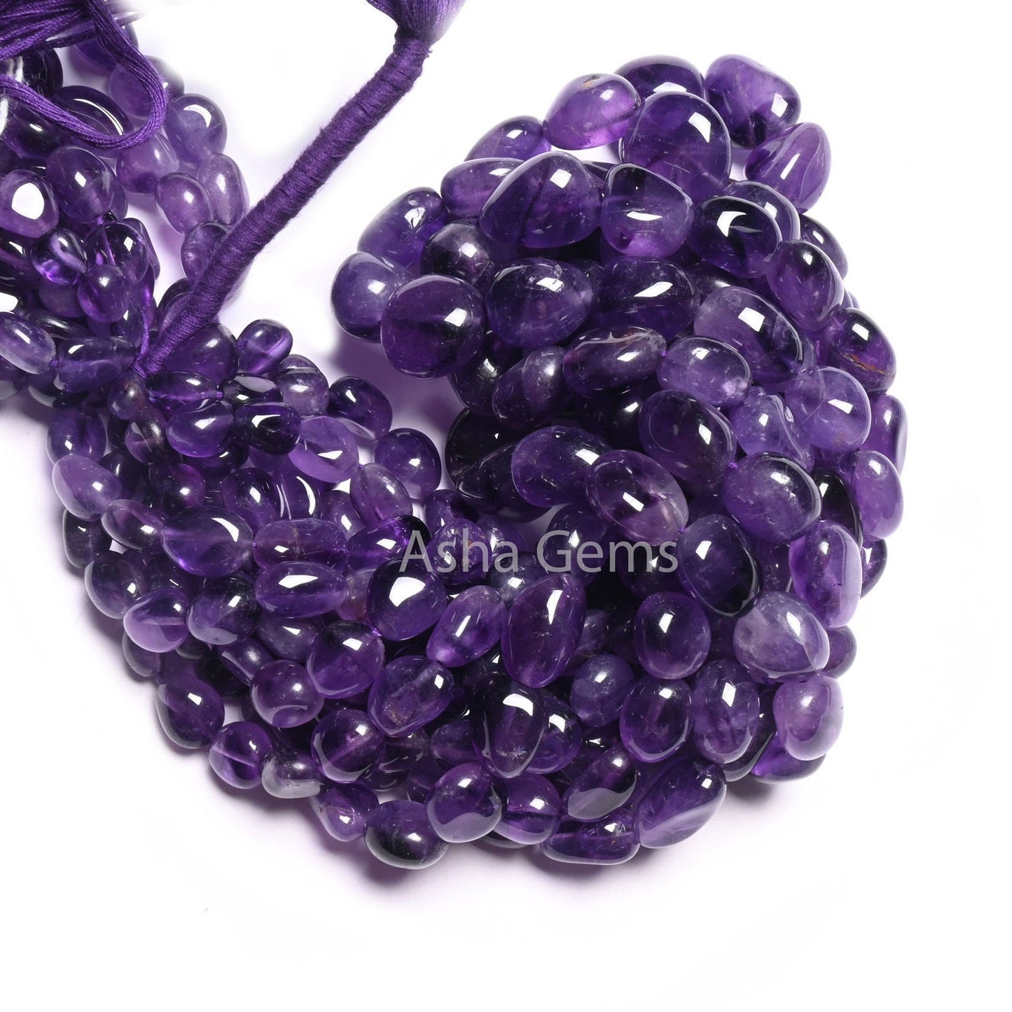 Purple African Amethyst Smooth Nugget Shape Beads, Natural Amethyst Handmade Tumble Gemstone Loose Beads, Amethyst Necklace Jewelry makings (AG 22302)