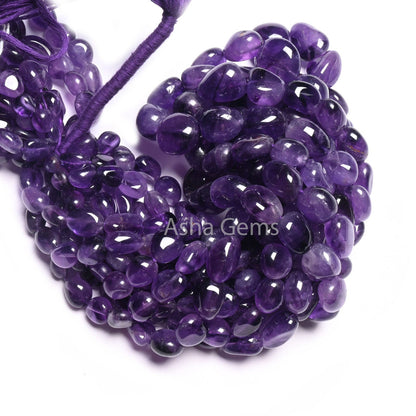 Purple African Amethyst Smooth Nugget Shape Beads, Natural Amethyst Handmade Tumble Gemstone Loose Beads, Amethyst Necklace Jewelry makings (AG 22302)