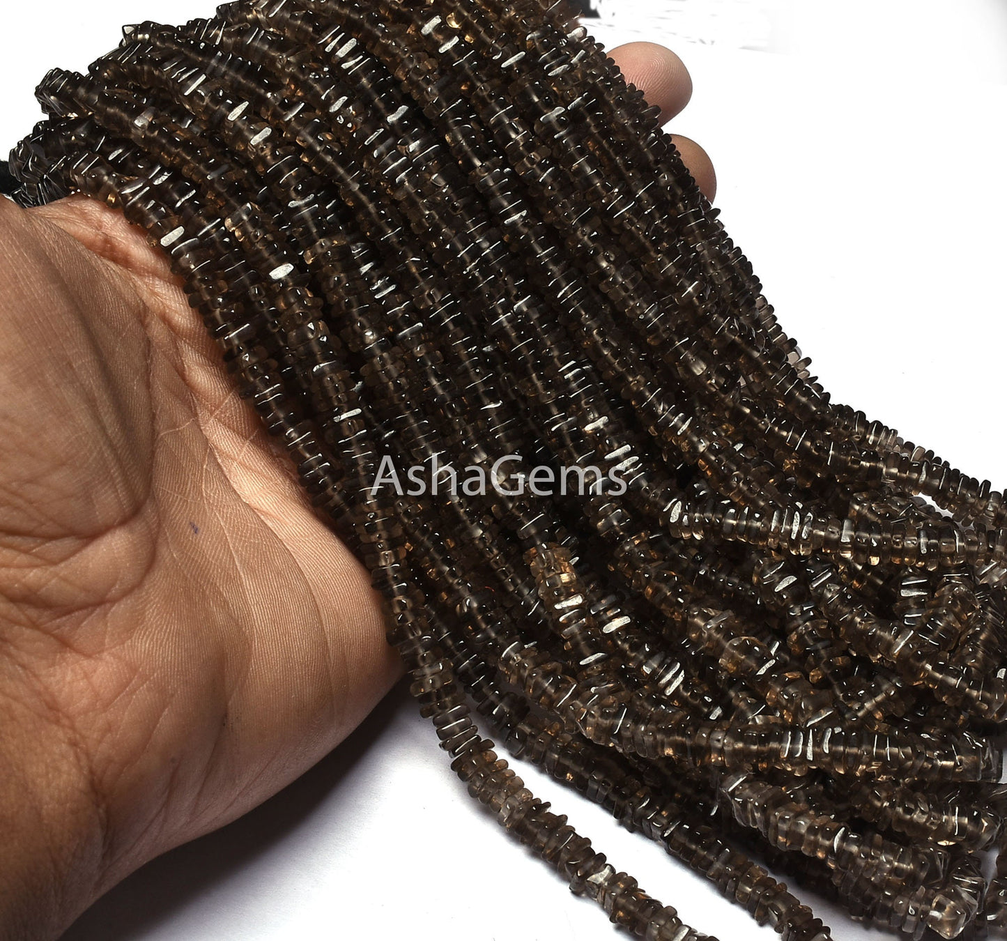 Natural Smoky Quartz Smooth Heishi Square Shape Gemstone Beads, Smoky Flat Beads, 4.5-5 mm Smoky Loose Beads Handmade Jewelry Making Crafts