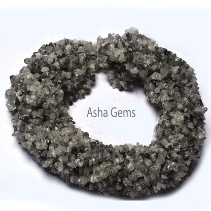 34" Strand Natural Black Rutile Uncut Chips Raw Gemstone Beads, Rutile Rough Smooth Raw tiny Nugget uneven Beads, Fine rutile Bead Jewelry