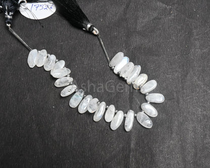 Beautiful White Rainbow Moonstone Smooth Uneven Oval Shape Gemstone Beads, Natural Rainbow Moonstone handmade Side Drill Beads Jewelry Craft