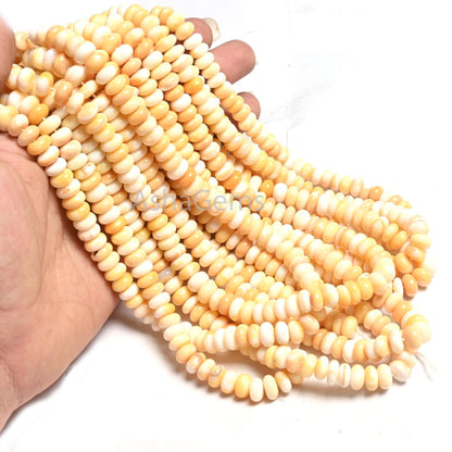 Yellow Opal Smooth Rondelle Shape Beads,8,16" Strand Yellow Shaded Opal Plain Gemstone Handmade Beads For Jewelry, AAA Yellow Opal Bead Sale