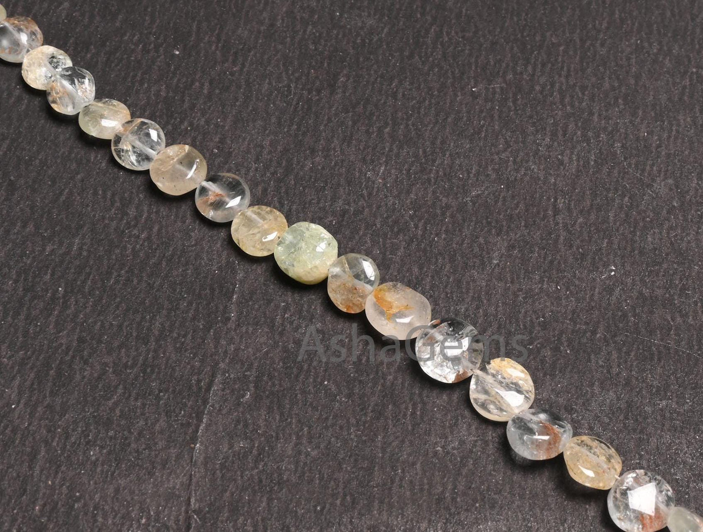 6.5-8 mm Natural Aquamarine Smooth Coin shape Gemstone Beads,8" Bio Aquamarine Plain Coin Handmade Aquamarine Bead Jewelry Making Craft SALE