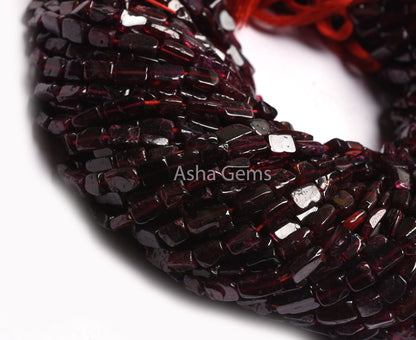 Natural Red Garnet Smooth Rectangle Shape Beads,13" Strand Garnet Fancy Uneven Rectangle Straight Drill Beads Gemstone Garnet Bead Jewelry