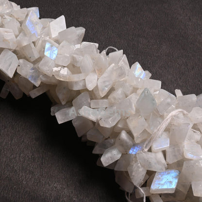 Flashy Rainbow Moonstone Smooth Rhombus Shape Beads, White Rainbow Fancy Flat rhombus Side Drill Blue Fire rainbow Beads Jewelry Crafts SALE
