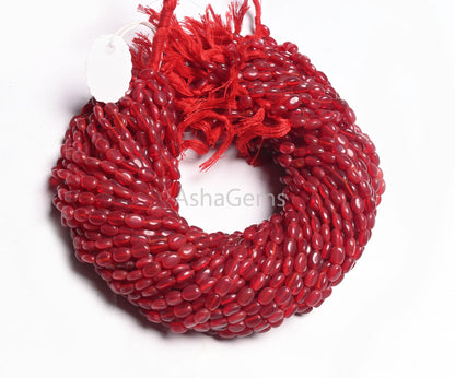 Beautiful Carmine Red Hydro Smooth Oval Shape Beads,6-8 mm Cherry Red Quartz Hydro Plain Handmade Oval Loose Beads Jewelry Making Craft SALE