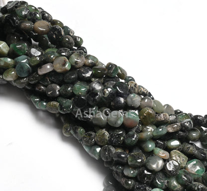 Natural Emerald Smooth Coin Shape Beads Gemstone Sakota Emerald Beads, Shaded Green Emerald Handmade Coin Straight Drill Beads Jewelry SALE