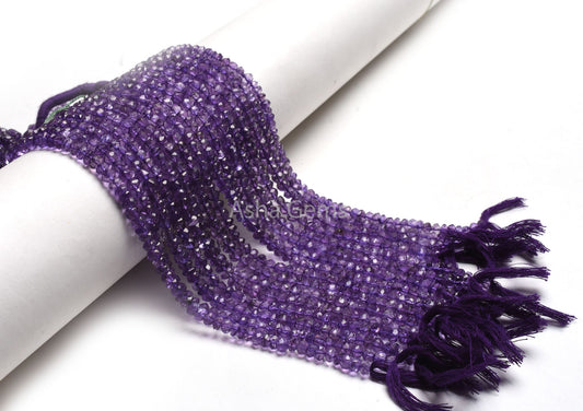 13"Strand Natural Amethyst Faceted Rondelle Shape Beads,5,5.5,6 mm Purple Blue amethyst Indian Hand Cut Gemstone beads amethyst Bead Jewelry