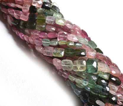 Natural Multi Tourmaline faceted Gemstone Beads, Tourmaline Fancy Chicklet Uneven Shape Handmade beads, Multi Color Tourmaline Bead Jewelry