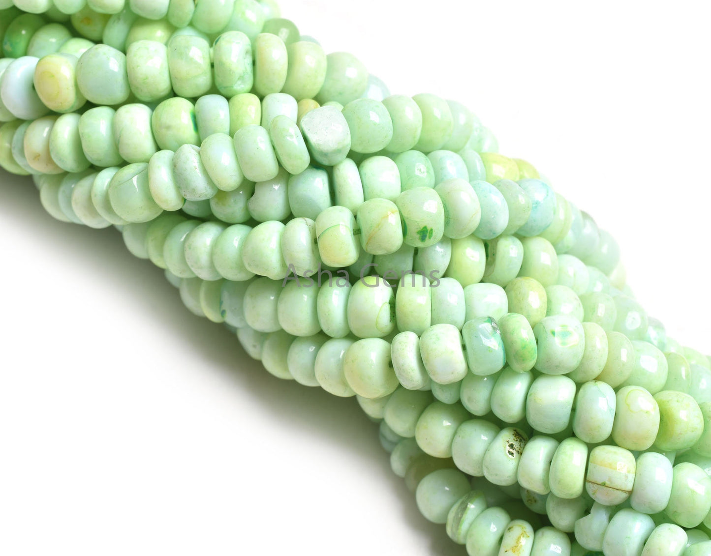 Beautiful Parrot Green Opal Smooth Rondelle Uneven Shape Handmade Gemstone Beads, Fine Pistachio Green Shaded Opal Beads Jewelry Craft SALE
