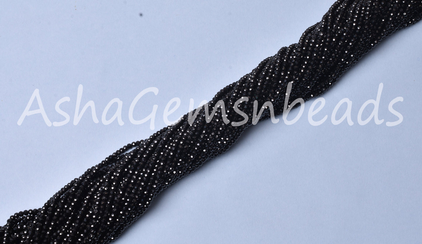 13"Strand Black Spinel Micro Cut Rondelle Faceted Gemstone Beads,3 mm,AAA Quality,Black Spinel Beads,Jewelry Making Crafts,Spinel Faceted