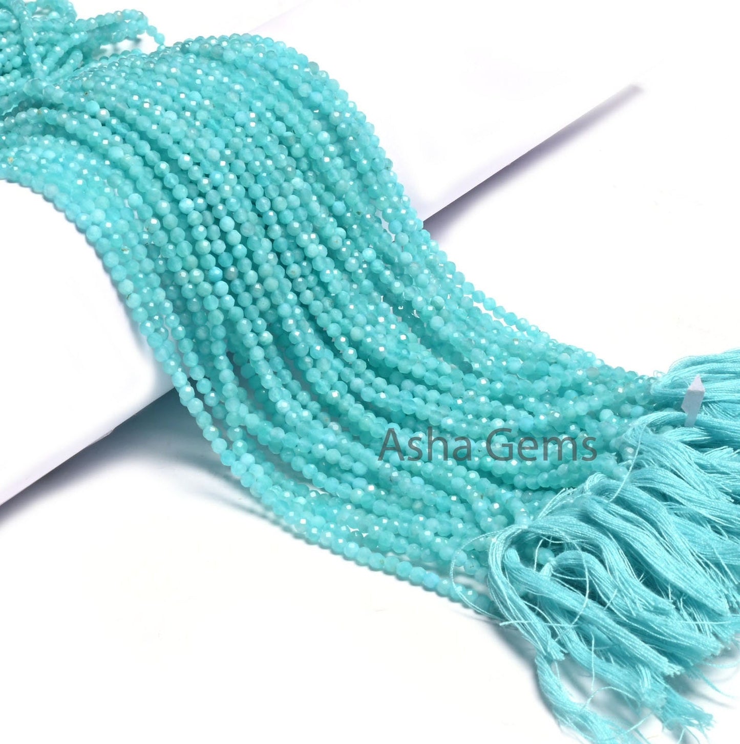 AAA Quality Peruvian Amazonite Micro Cut faceted Rondelle Beads,3 mm Natural Blue Amazonite Machine Cut Gemstone Loose Beads Jewelry Makings