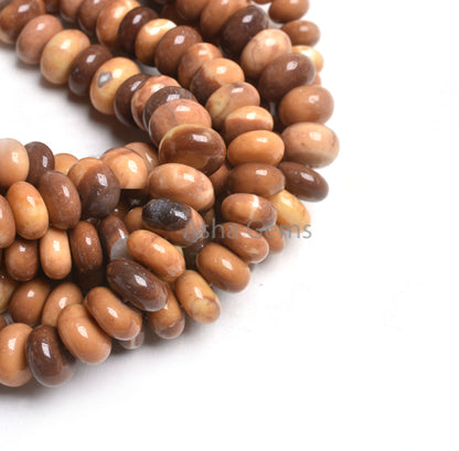 Beautiful Shaded Chocolate Brown Opal Smooth Gemstone Beads, Opal Plain Rondelle Handmade Beads, Boulder Opal Bead Jewelry Making Craft SALE