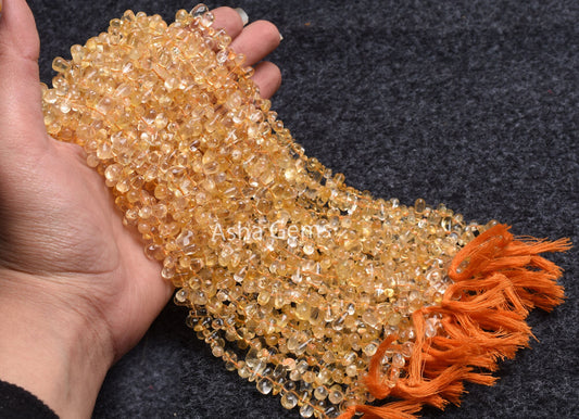 Beautiful Yellow Citrine Quartz Drops Shape Beads, Natural citrine Smooth Teardrop Uneven Handmade, Citrine Drops Side Drill Beads  Jewelry