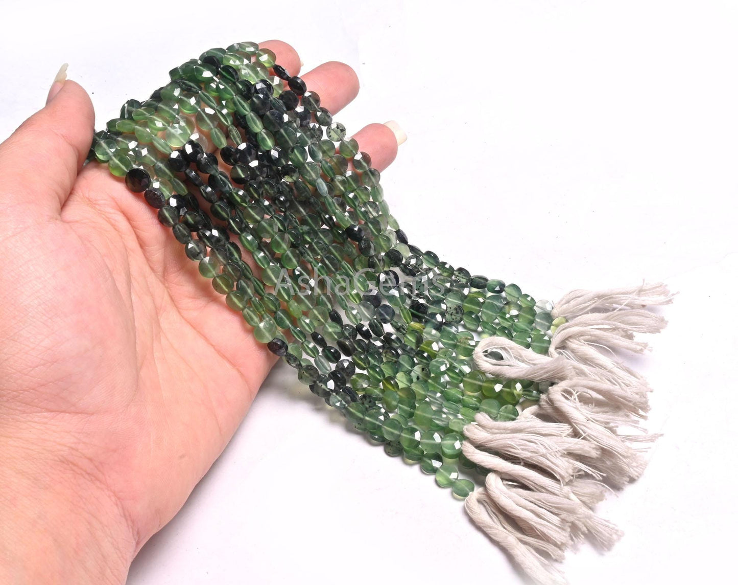 6 mm AAA Serpentine Faceted Coin Shape Gemstone Loose Beads, Shaded Green Serpentine Machine Cut Coin Serpentine Beads Jewelry Makings Craft
