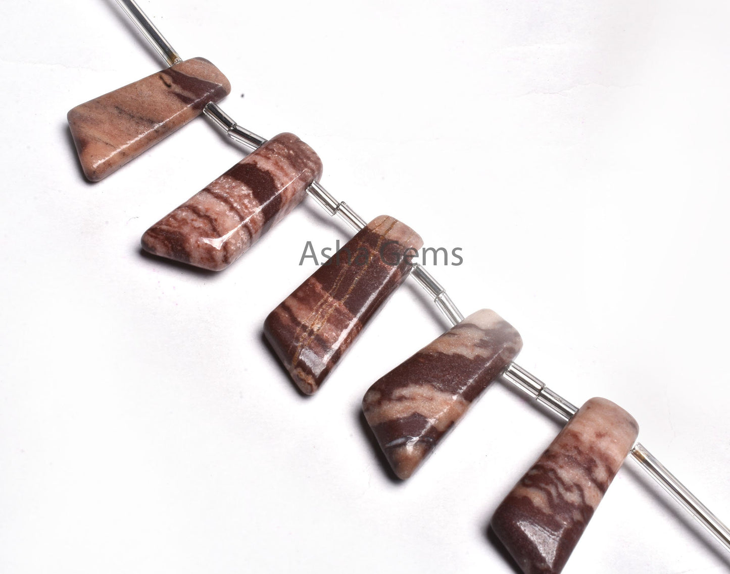 Natural Brown Jasper Fancy 7 Shape Uneven Smooth Beads, Picture Jasper Smooth Handmade Side Drill Fancy Long Slice Gemstone Beads Handicraft