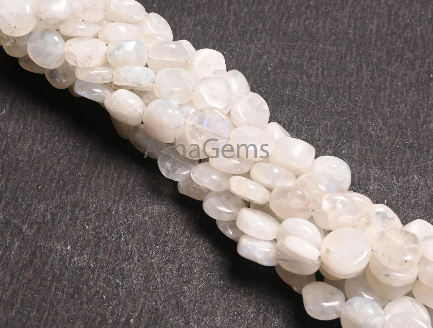 Beautiful White Rainbow Moonstone Smooth Coin Gemstone Beads,8" Natural Flash rainbow Moonstone Uneven Flat Coin Handmade Bead Jewelry Craft