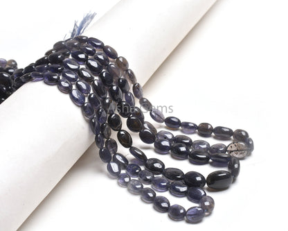 Natural Blue Iolite Smooth Oval Shape Beads,16" Strand Iolite Plain Handmade Oval Straight Drill Gemstone Iolite Beads Jewelry Crafts SALE